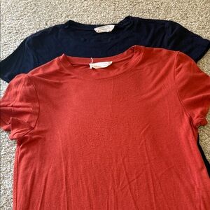 Double Zero Brand: SET: Dark Blue / Black & Orange Basic T-Shirts Size Medium
